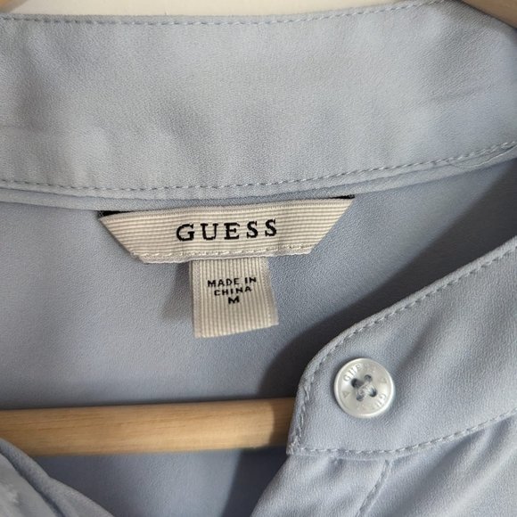 Guess Baby Blue Silk Blouse M - Picture 2 of 4